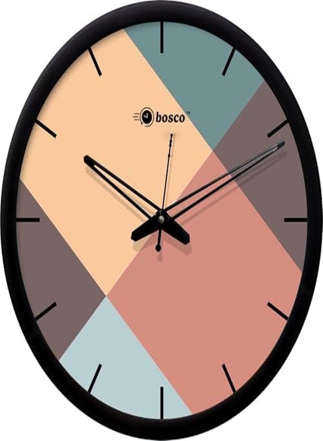 Bosco Decorative Non Ticking Silent, Multicolour with Black Frame 30 CM, Modern Design Round Wall Clock for Home, Living Room, Bedroom, Office and Kitchen | BWC-1608 - Image 2